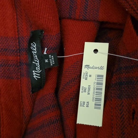 NWT, Madewell, Plaid, Long sleeve, butto down shirt, size M - Picture 4 of 4